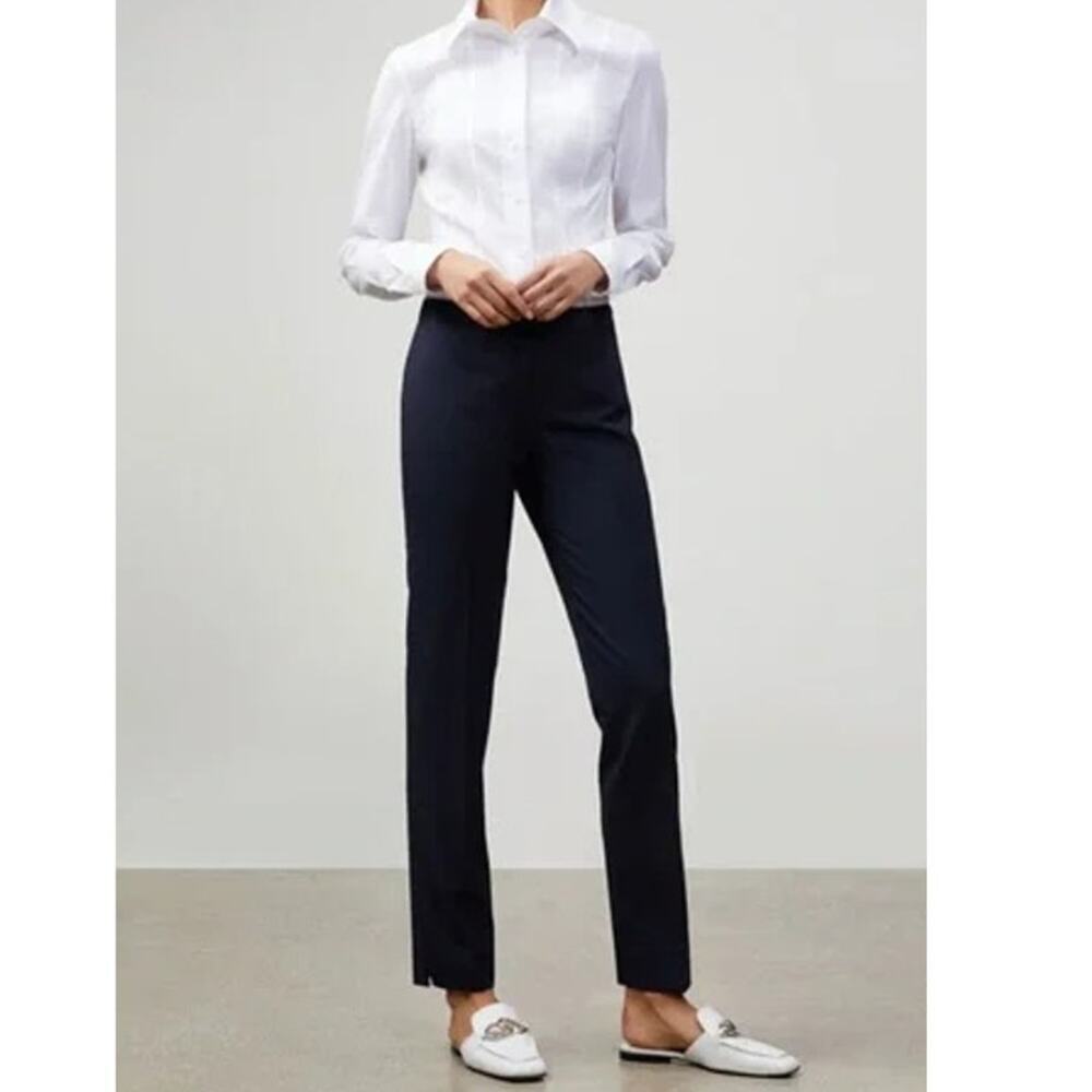 Lafayette 148 Wool Trouser Pants Straight Fit Navy Blue Size 10